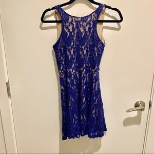 Blue lace mini dress